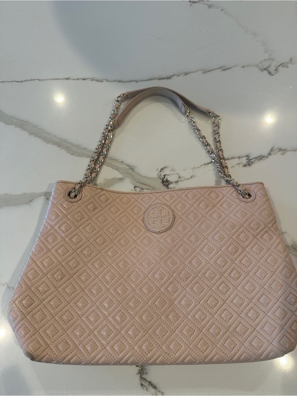 Tory Burch Quilted Chain-Handle Shoulder Bag in Blush